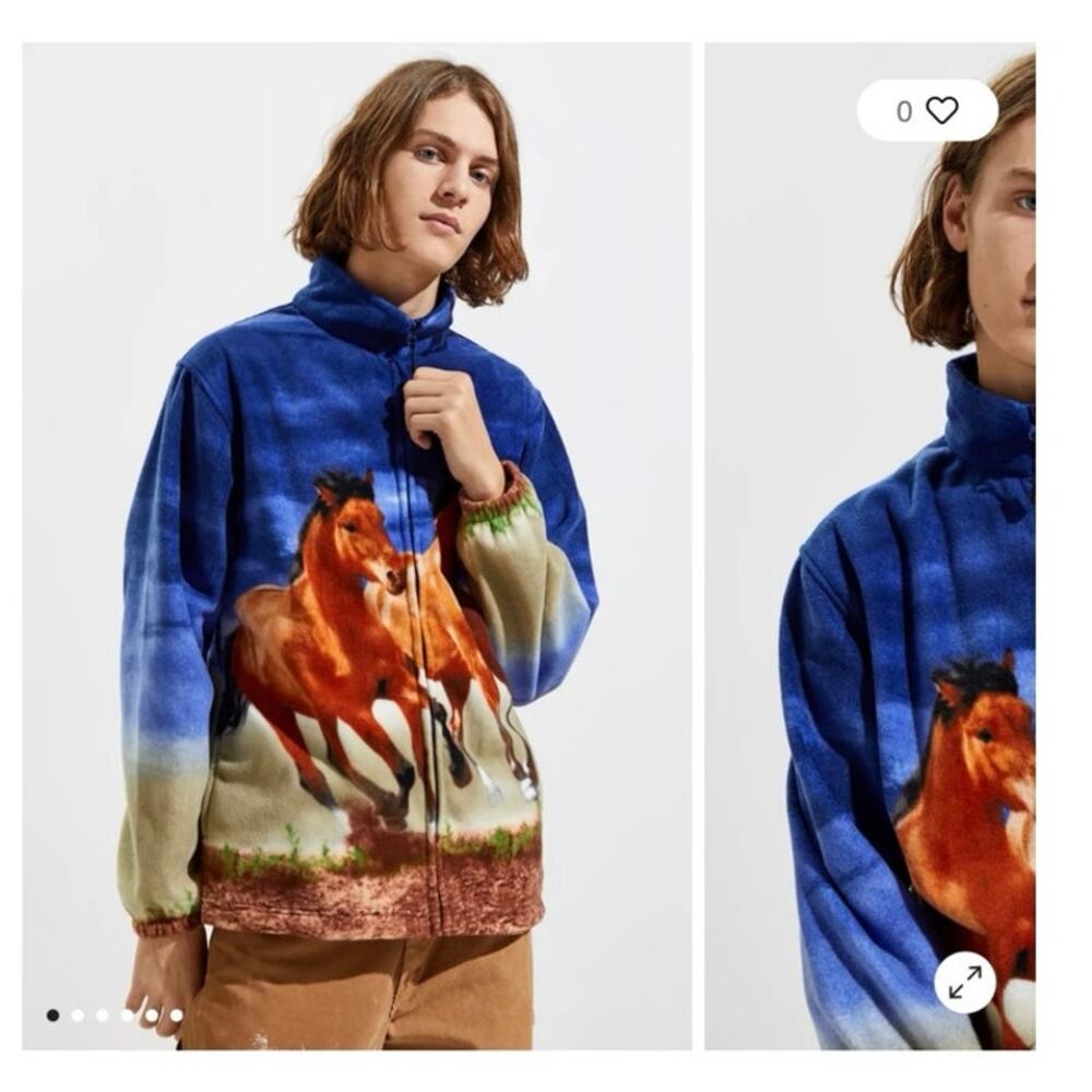 Wildkind Horse Print Fleece Full-Zip Mock Neck Jacket large